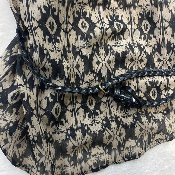 Faded Glory Print Camp Loop Straps Belted Top Medium 8/10 - Picture 5 of 10